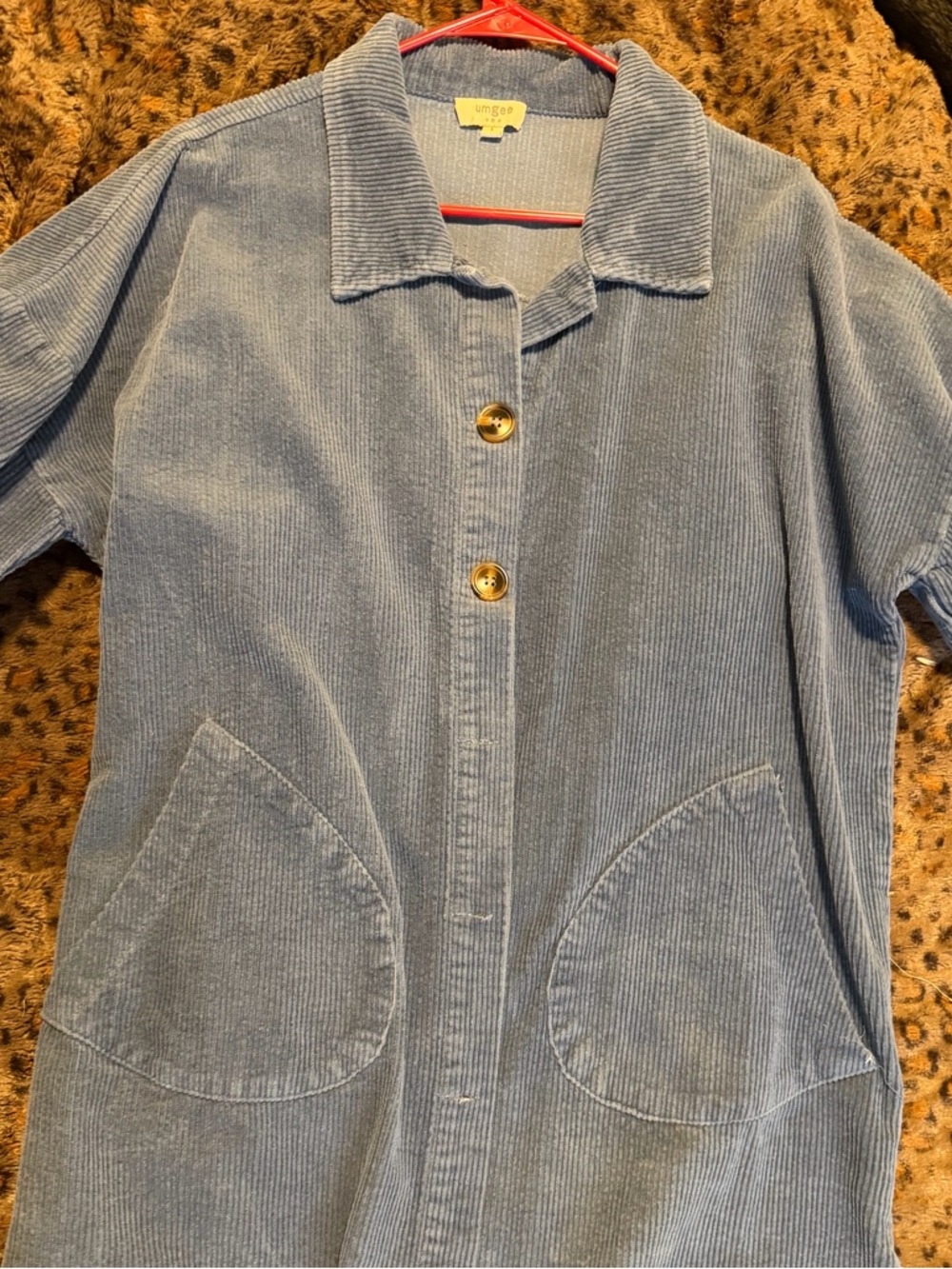 Umgee Dusty Blue Corduroy Button-Up Jacket - beachy coverup